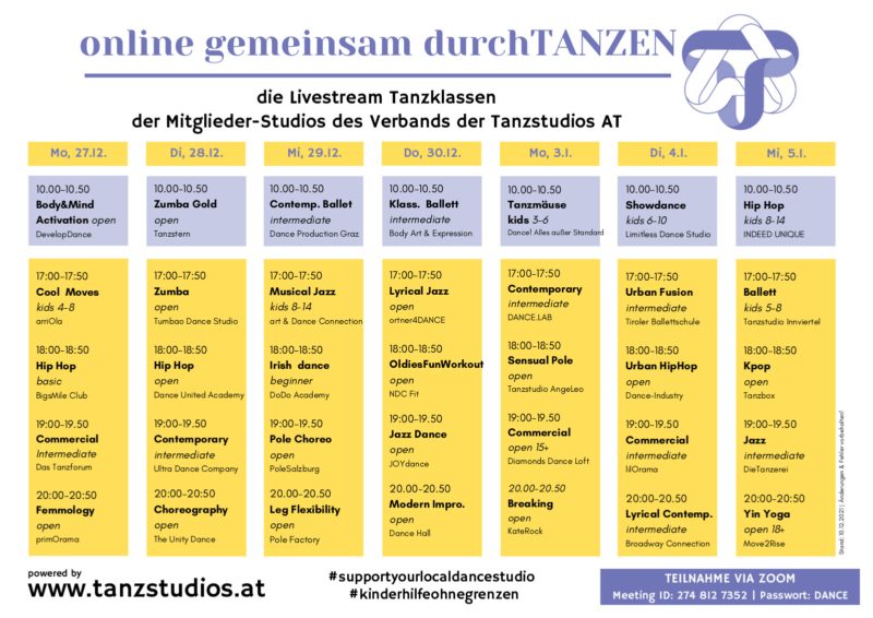 Weihnachtsaktion des Verbands der österreichischen Tanzstudios